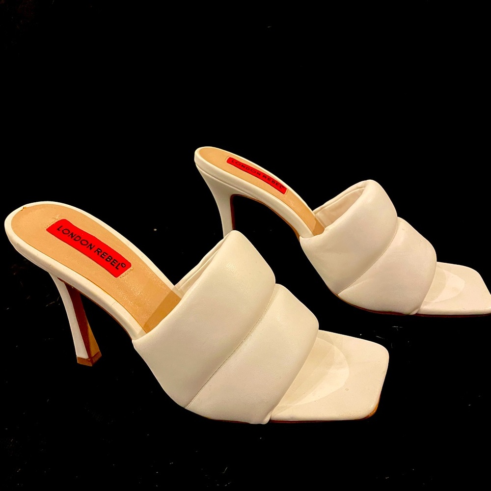 White Puffy Heels